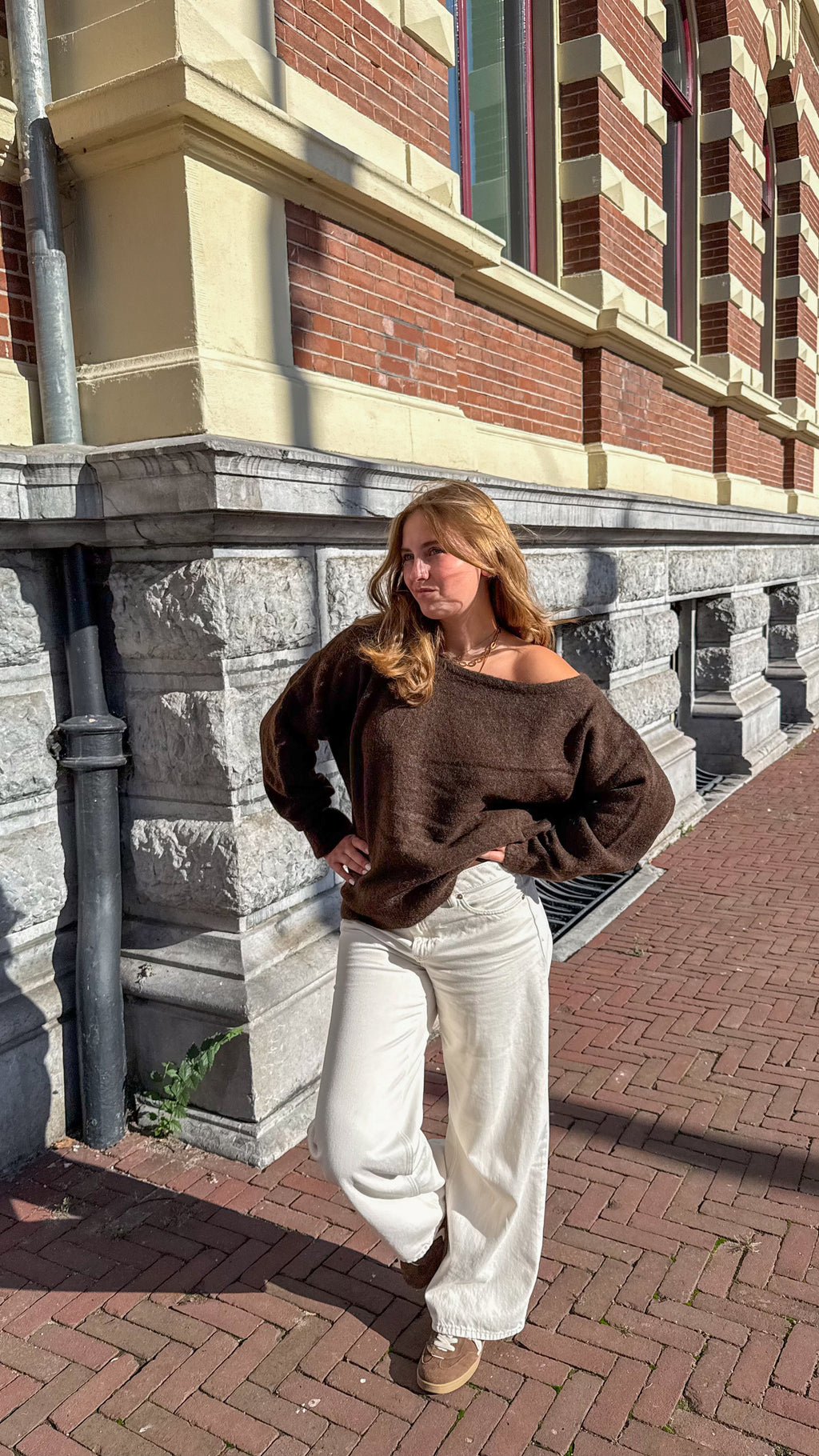 One shoulder sweater elisa - brown