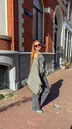 One shoulder checkered scarf top louise - Olive