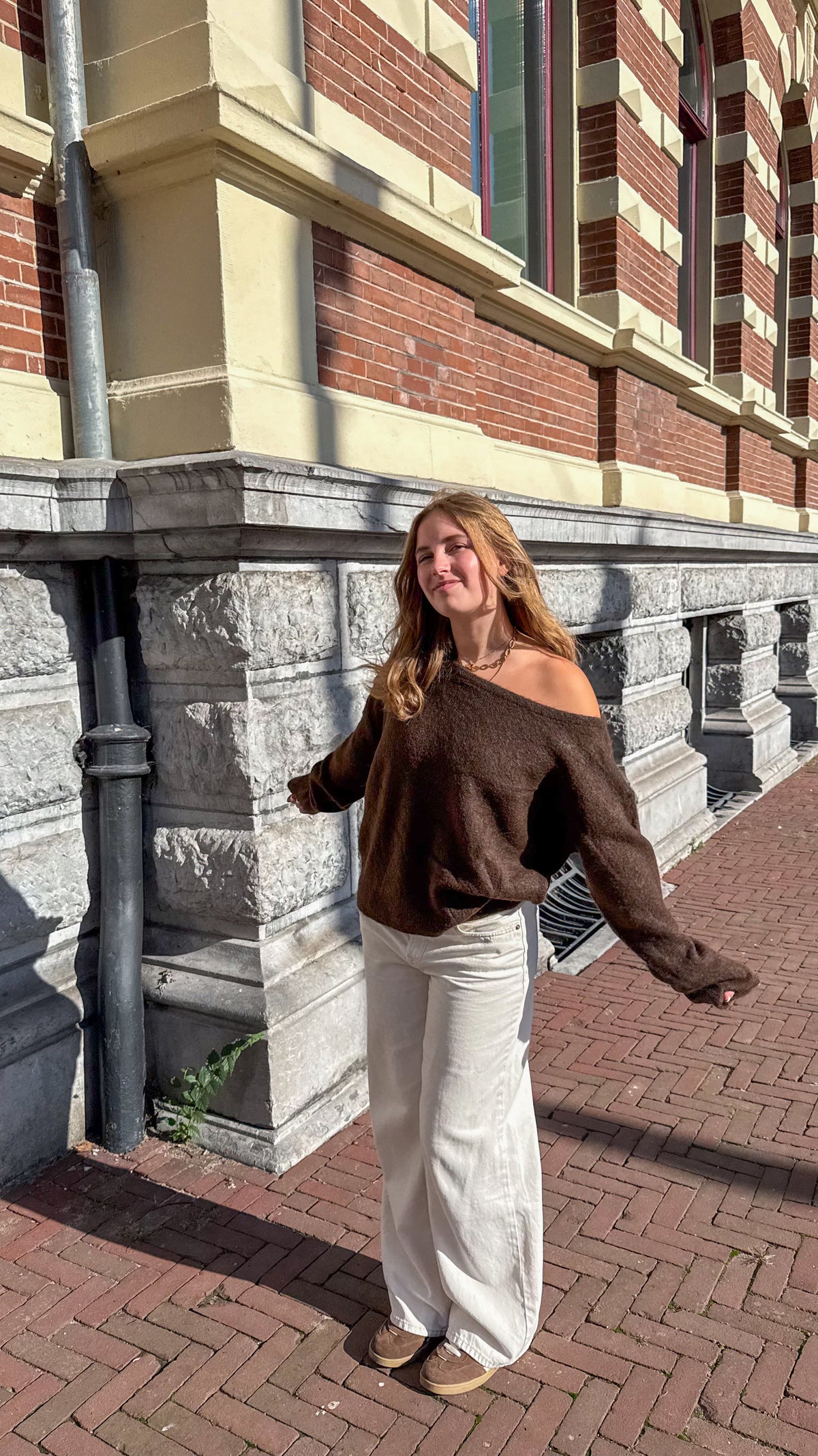 One shoulder sweater elisa - brown