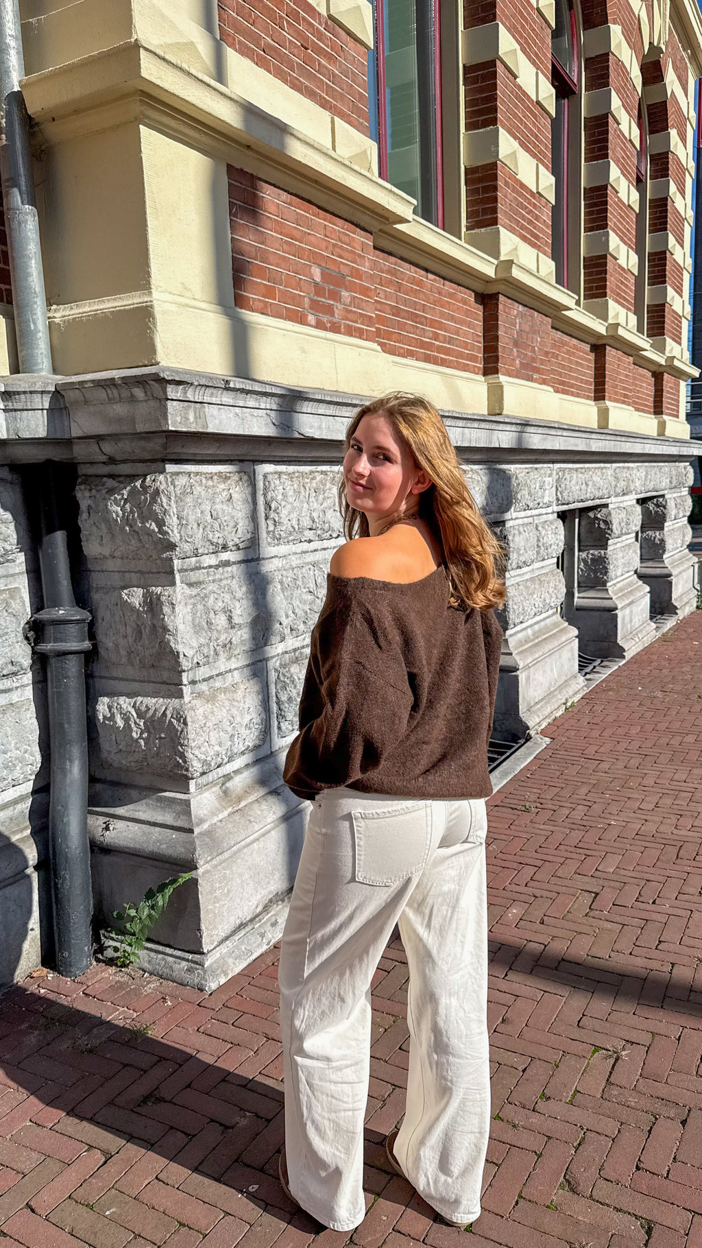 One shoulder sweater elisa - brown