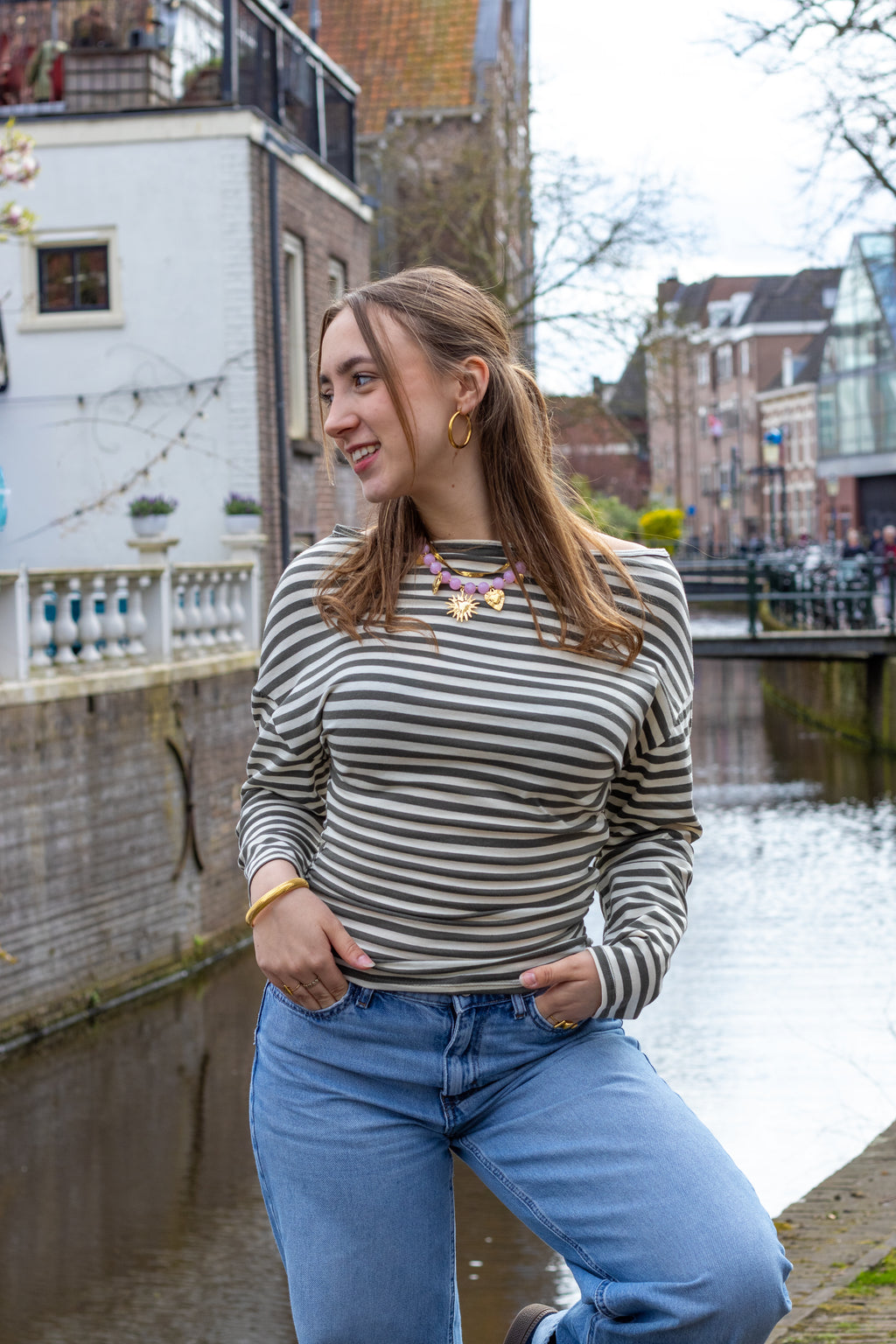 Striped assymetric longsleeve puk