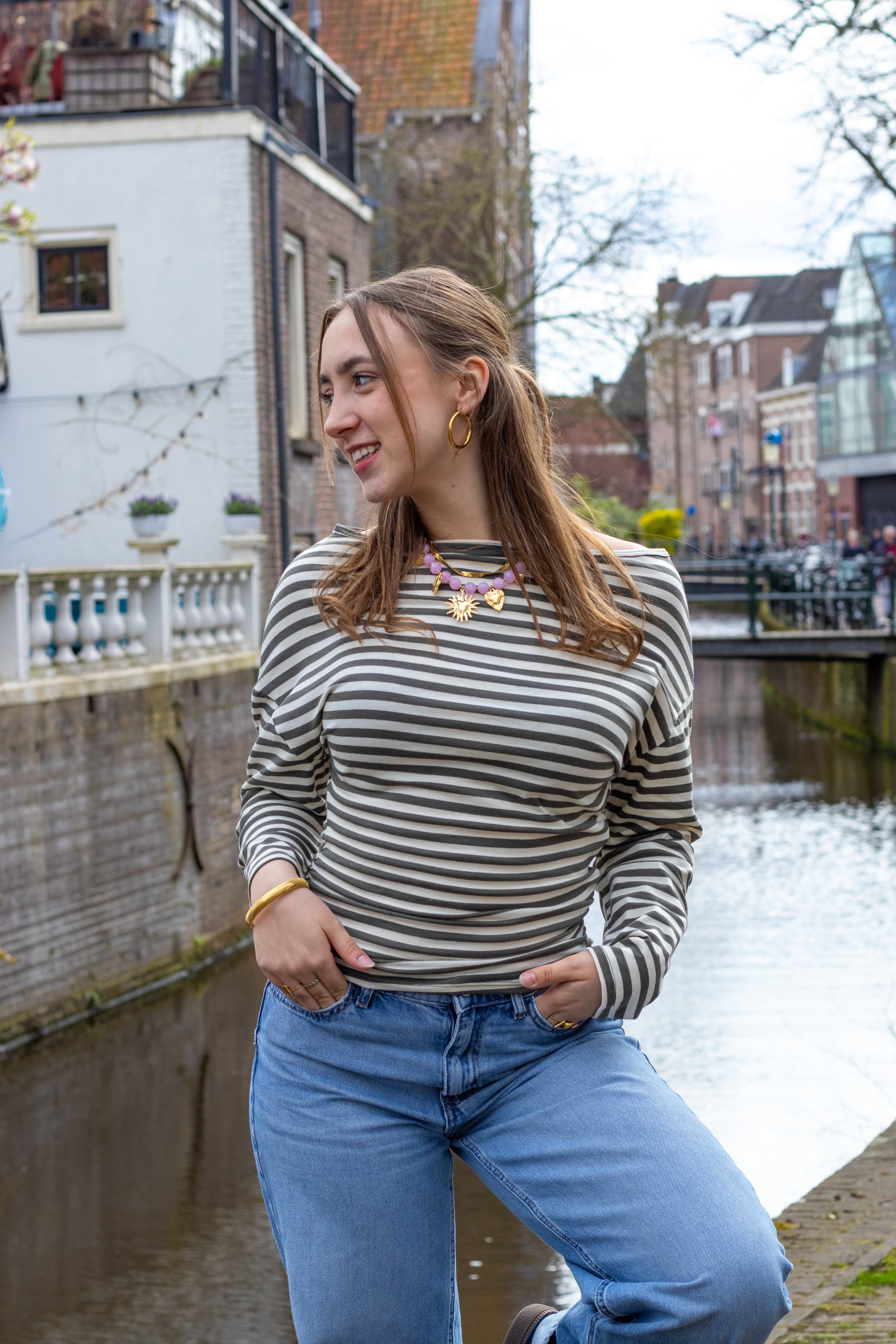 Striped assymetric longsleeve puk